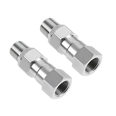 Lemfema Pressure Washer Swivel 38 Inch NPT Male Thread Fitting Stainless Steel 360 Degree Anti Twist Swivel Fitting 2pcs