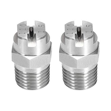 uxcell Flat Fan Spray Tip 14BSPT Male Thread 304 Stainless Steel Nozzle 110 Degree 24mm Orifice Diameter 2 Pcs