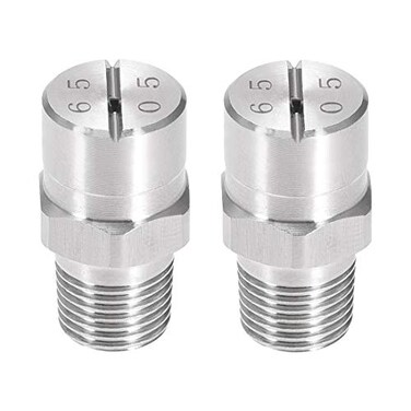 uxcell Flat Fan Spray Tip 18BSPT Male Thread 304 Stainless Steel Nozzle 65 Degree 14mm Orifice Diameter 2 Pcs