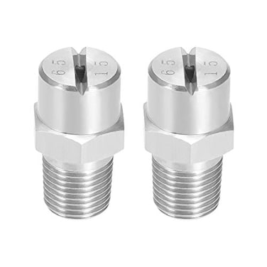 uxcell Flat Fan Spray Tip 18BSPT Male Thread 304 Stainless Steel Nozzle 65 Degree 24mm Orifice Diameter 2 Pcs