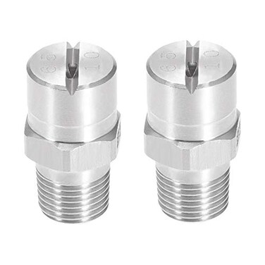 uxcell Flat Fan Spray Tip 18BSPT Male Thread 304 Stainless Steel Nozzle 65 Degree 2mm Orifice Diameter 2 Pcs