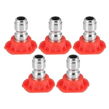 X AUTOHAUX 0 Degrees High Pressure Washer Spray Nozzle Tips Quick Connector Red 5 Pcs