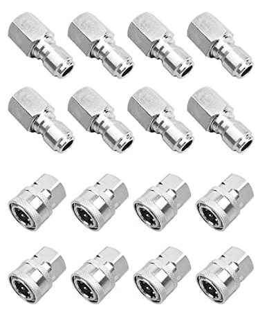 Nahntaipy NPT 38 Inch Stainless Steel Male and Female Quick Connector Kit Pressure Washer Adapters Hose Quick Connector Internal Thread 8 Sets