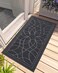 DEXI Front Door Mat Outside Entrance Heavy Duty Non Slip Low Profile Doormat for Entryway Trap Dirt and Moisture Welcome Mats Easy Clean Patio Garage 4x2 Grey