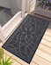 DEXI Front Door Mat Outside Entrance Heavy Duty Non Slip Low Profile Doormat for Entryway Trap Dirt and Moisture Welcome Mats Easy Clean Patio Garage 4x2 Grey