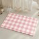 TYUU Waffle Bath Mat Boho Bathroom Rugs Non Slip Washable Absorbent Checkered Bathroom Mat Quick Dry Cute Bath Mat 30x20 Pink and White