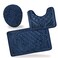 All American Collection 3PC Memory Foam Bath Mats Soft Plush Crown Design AntiSlip Shower Bathroom Contour Toilet Lid Cover Rugs Navy