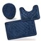 All American Collection 3PC Memory Foam Bath Mats Soft Plush Crown Design AntiSlip Shower Bathroom Contour Toilet Lid Cover Rugs Navy