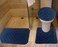 All American Collection 3PC Memory Foam Bath Mats Soft Plush Crown Design AntiSlip Shower Bathroom Contour Toilet Lid Cover Rugs Navy