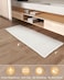 AMOAMI Waffle Runner Rug Super Absorbent Non Slip Bath Mats for Bathroom Floor Machine Washable Boho Bathroom Runner Rug with Tassels Ideal for Hallway Bedroom Laundry Room 2 x 5