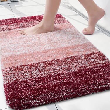Arotive Microfiber Bathroom Rugs Shaggy Soft and Absorbent Bath Rug NonSlip Thick Plush Machine Washable Dry Bath Mats for Bathroom Tub and Shower 24x16 Burgundy Rectangular