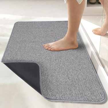 Bosap Bath MatUltra Thin Bathroom RugsRubber Bath Mats for BathroomNo Slip Bath RugsQuick DryMachine WashableLow PileAbsorbentShower OutsideSinkHome Decor AccessoriesGrey2x324x36inch