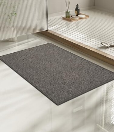 chakme Bathroom Rugs Mat 24x17 Ultra Thin Non Slip Bath Mat Small Quick Dry Absorbent Bath Mat for Bathroom Floor Grey 24x17