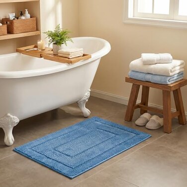 GRANNY SAYS Blue Bathroom Rugs Non Slip 16 x 24 Bath Rugs for Bathroom Small Bath Rug WashableAbsorbent Bath Mats for Floor Microfiber Bath Mat for Tub Absorbent Shower Rugs