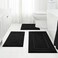 HOMEIDEAS Bathroom Rugs Sets 3 Piece Super Soft and Absorbent Non Slip Microfiber Toilet Bath Mat with UShaped Black
