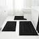 HOMEIDEAS Bathroom Rugs Sets 3 Piece Super Soft and Absorbent Non Slip Microfiber Toilet Bath Mat with UShaped Black