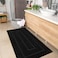HOMORE Black Bathroom Rug 24x60 Inch Soft Absorbent Bathroom Runner Rug Washable Bath Runners Rugs Non Slip Long Bath Rug for Shower Tub