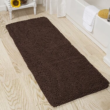 Lavish Home Memory Foam Shag Bath Mat 24x58Chocolate