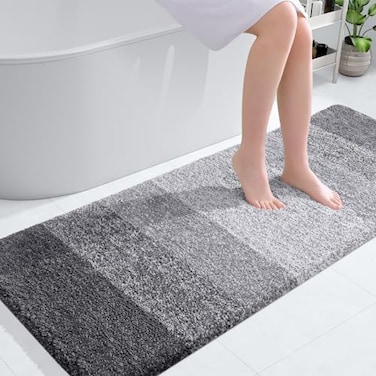 OLANLY Large Bathroom Rugs Mat 54x24 Extra Soft Absorbent Microfiber Bath Rugs Rubber Backing Quick Dry Machine Washable Bath Mats for Bathroom Floor Tub and Shower Home Decor Accessories Grey