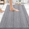 OLANLY Thick Bathroom Rugs 30x20 Extra Soft Absorbent Chenille Striped Bath Rugs Rubber Backing Machine Wash Dry Bath Mats for Bathroom Floor Tub and Shower Home Decor Accessories Grey