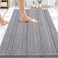 OLANLY Thick Bathroom Rugs 30x20 Extra Soft Absorbent Chenille Striped Bath Rugs Rubber Backing Machine Wash Dry Bath Mats for Bathroom Floor Tub and Shower Home Decor Accessories Grey