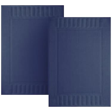 White Classic Luxury Bath Mat Floor Towel Set Absorbent Cotton Hotel Spa ShowerBathtub Mats Not a Bathroom Rug 22x34 2 Pack Navy Blue