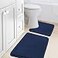 H.VERSAILTEX HVERSAILTEX Bath Mat Memory Foam Set Bathroom Rug Set Flannel Velvety Bath Mat Luxury Extra Soft and Absorbent Non Slip Rugs for Bedroom WashableCurved Set 20x 32 Plus 20x 20U Navy