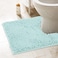 ITSOFT Standard 24x21 UShaped NonSlip Shaggy Chenille Toilet Contour Bathroom Rug with Water Absorbent Spa Blue