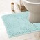 ITSOFT Standard 24x21 UShaped NonSlip Shaggy Chenille Toilet Contour Bathroom Rug with Water Absorbent Spa Blue