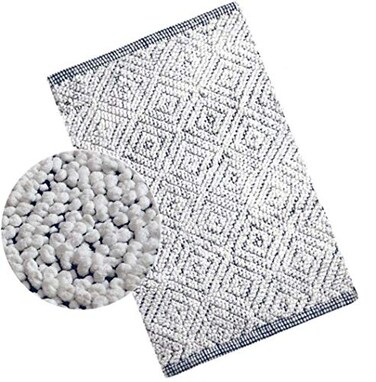 WOVEN ST. WOVEN ST Reversible Luxury Cotton Bath Rug Floor mat for Spa Vanity Shower Soft Machine Washable Bath Rug for BathroomKitchen Water Absorbent Bedroom Area Rug Navy White 21 x 34
