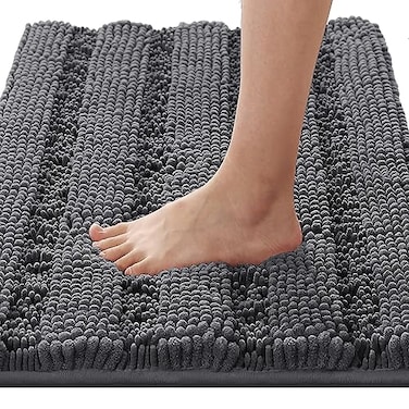 H.VERSAILTEX HVERSAILTEX Bath Rugs for Bathroom Non Slip Bath Mats Extra Thick Chenille Striped Rug 20 x 32 Absorbent Non Skid Fluffy Soft Shaggy Washable Dry Fast Plush Mat for Indoor Bath Room Tub G
