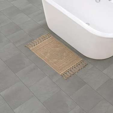 French Connection Nellore Bathroom Rugs Woven and Beaded Bathroom Mats Durable Bath Rugs Thick Bath Mats for Bathroom and Shower Rugs 17 x 28 Taupe