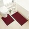 HOMEIDEAS Bathroom Rugs Set 2 Pieces Ultra Soft Non Slip Absorbent Chenille Toilet Bath Mat Set Burgundy