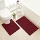 HOMEIDEAS Bathroom Rugs Set 2 Pieces Ultra Soft Non Slip Absorbent Chenille Toilet Bath Mat Set Burgundy