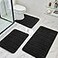 BYSURE Black Memory Foam Bathroom Rug Set 3 Piece Non Slip Extra Soft Absorbent Washable Dry Toilet Bath Mat Sets