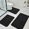 BYSURE Black Memory Foam Bathroom Rug Set 3 Piece Non Slip Extra Soft Absorbent Washable Dry Toilet Bath Mat Sets
