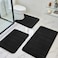 BYSURE Black Memory Foam Bathroom Rug Set 3 Piece Non Slip Extra Soft Absorbent Washable Dry Toilet Bath Mat Sets