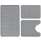 BYSURE Grey Memory Foam Bathroom Rug Set 3 Piece Non Slip Extra Soft Absorbent Bath Mats Machine Washable Dry Toilet Mat Sets for Bathroom Floor