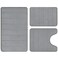 BYSURE Grey Memory Foam Bathroom Rug Set 3 Piece Non Slip Extra Soft Absorbent Bath Mats Machine Washable Dry Toilet Mat Sets for Bathroom Floor
