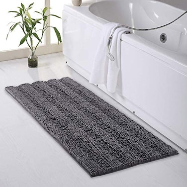 KGORGE Grey Bathroom Rugs Water Absorbent Bath Mat Gifts Thick Shaggy Floor Cover Quick Drying Shower Carpet for Toilet Shower Kitchen 47 x 24 1 Pc