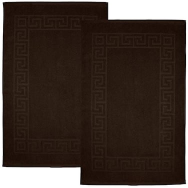 DAN RIVER Greek Cotton Bath Mats Set of 2 Not a Bathroom Rug Ultra Soft Highly Absorbent Machine Washable Bath Mat Towel for Bathroom Floor Mat Durable QuickDry 20x32 Inches Brown