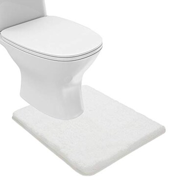 Suchtale Bathroom Contour Rug Non Slip Bath Mat Water Absorbent Soft Microfiber Shaggy Bathroom Mat Machine Washable Bath Rug for Bathroom Thick Plush U Shape Toilet Rug 20 x 24 White