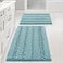 H.VERSAILTEX HVERSAILTEX Extra Thick Chenille Striped Pattern Bath Rugs for Bathroom Non Slip Soft Plush Shaggy Mats for Floor Indoor Entryway Aqua Haze 32 x 20 Plus 24 x 17 Inches