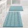 H.VERSAILTEX HVERSAILTEX Extra Thick Chenille Striped Pattern Bath Rugs for Bathroom Non Slip Soft Plush Shaggy Mats for Floor Indoor Entryway Aqua Haze 32 x 20 Plus 24 x 17 Inches