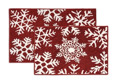 LANE LINEN Snowflake Premium Christmas Bath Rug Set 2 Piece Extra Soft Absorbent Machine Washable Non Slip Shower Mat 20 x 32 17 x 24 for Bathroom Floor