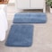 MIULEE Blue Bathroom Rugs Set 2 Piece Small Soft Absorbent Microfiber Bath Mat Set Non Slip Quick Dry Machine Washable Plush Shaggy Bath Rugs for Bathroom Floor Tub and Shower 16x24 inches