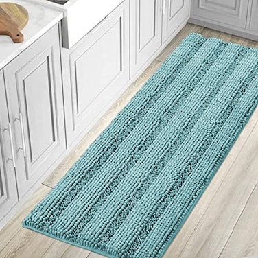 H.VERSAILTEX HVERSAILTEX Bathroom Rugs Bath Mat Runner Rug Non Slip Kitchen Rug Extra Long Bath Rug Runners Oversized 59 x 20 Absorbent Washable Dry Fast Plush Area Rug for BathroomBedroom Aqua Haze