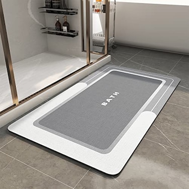 MontVoo Bath MatBath Mat Rug Non Slip Super Absorbent Stain Resistant Quick Dry Thin Bathroom RugBath Mats for Bathroom Floor Bathtub VanityBathmat Bath Rug Easy Care 17x35 Grey