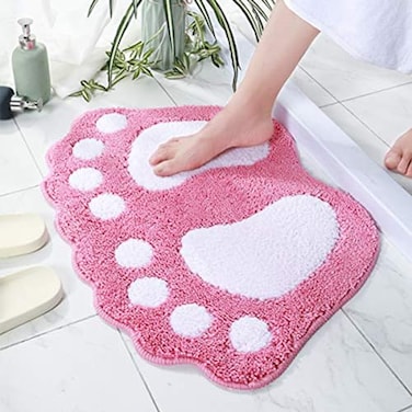 Guireele Bathroom Rugs Water Absorbent NonSlip Mat Used in Bathroom Shower Room EtcSoft Microfiber Machine Washable Bath Mat Pink 23x35