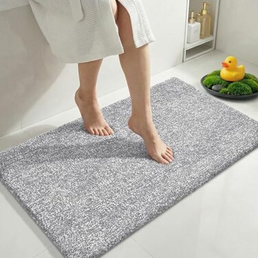 Yimobra Cushioned AntiFatigue Bathroom Rug Bath Mat Non Slip Washable Dense Soft Microfiber for Bathroom Sink Shower Tired Feet Comfort Absorbent 36 X 24 Grey and White